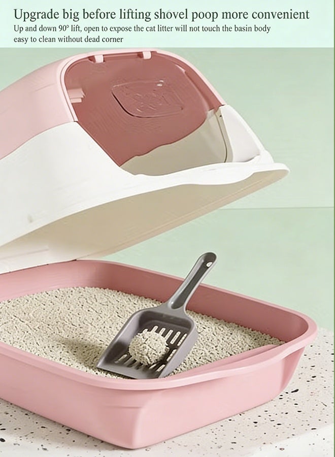 وانغبانغزي صندوق فضلات القطط بغطاء، مرحاض مغلق للقطط، صندوق فضلات القطط قابل للإزالة مع باب أمامي، يمكن أن يعزل الرائحة ويمنع تناثر الفضلات، منتجات الحيوانات الأليفة مناسبة للقطط الصغيرة (وردي) - Image 4