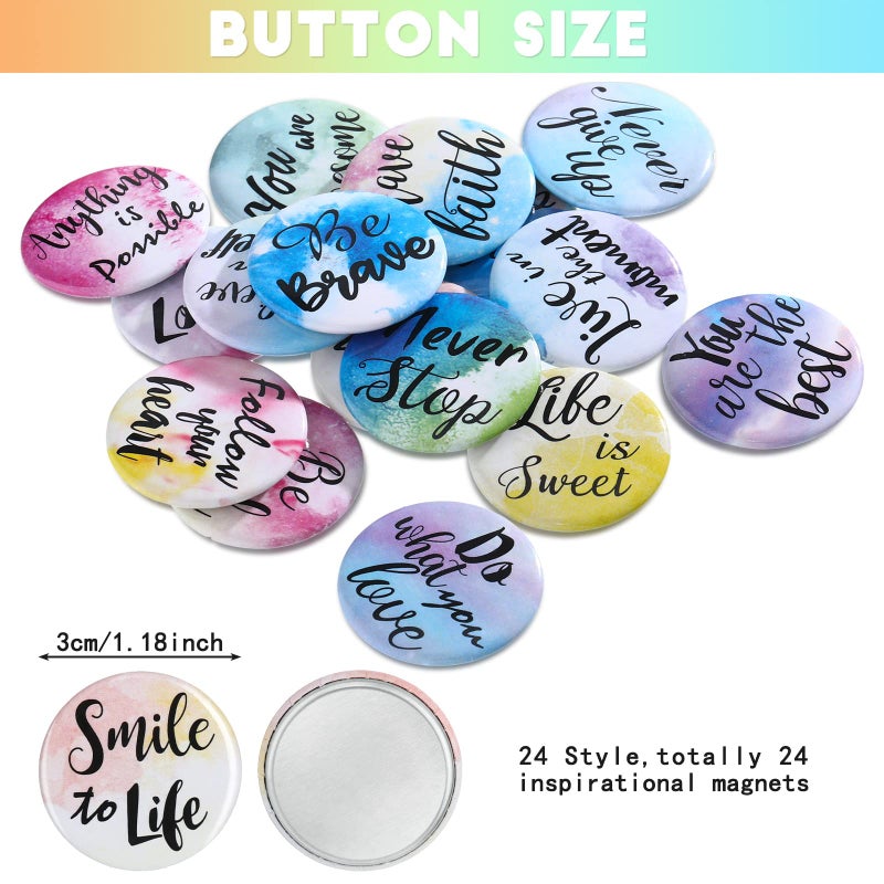TOODOO Inspirational Magnets Watercolor Round Motivational Magnets Inspirational Quote Refrigerator Magnets Cute Magnets with Quotes Encouragement Magnets for Locker Whiteboard(Classic Style,24 Pieces) - Image 2