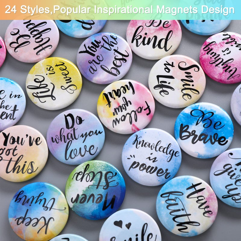 TOODOO Inspirational Magnets Watercolor Round Motivational Magnets Inspirational Quote Refrigerator Magnets Cute Magnets with Quotes Encouragement Magnets for Locker Whiteboard(Classic Style,24 Pieces) - Image 3