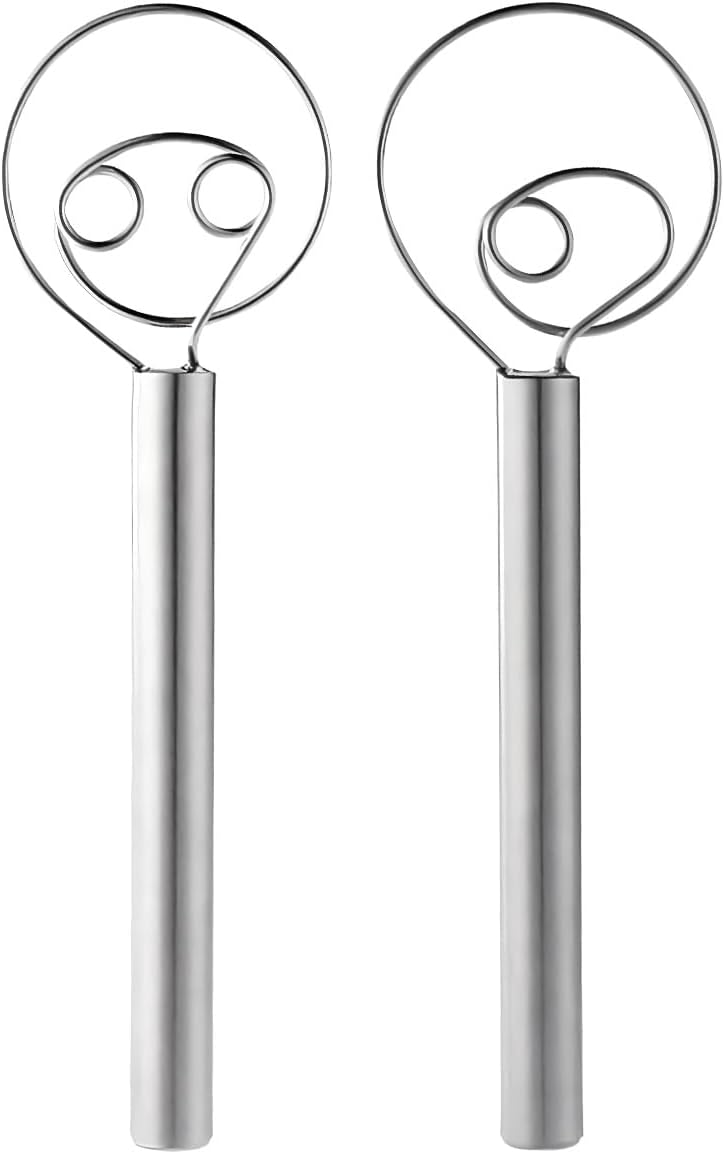 Proxima Direct 2PCS 30 cm Danish Dough Whisk Set 304 Stainless Steel Small Dough Mixer Bread Dough Egg Hand Baking Tools for Cake Cookie Dessert Bread Pizza Pastry Food Biscuits - Image 1