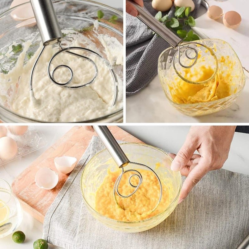 Proxima Direct 2PCS 30 cm Danish Dough Whisk Set 304 Stainless Steel Small Dough Mixer Bread Dough Egg Hand Baking Tools for Cake Cookie Dessert Bread Pizza Pastry Food Biscuits - Image 5