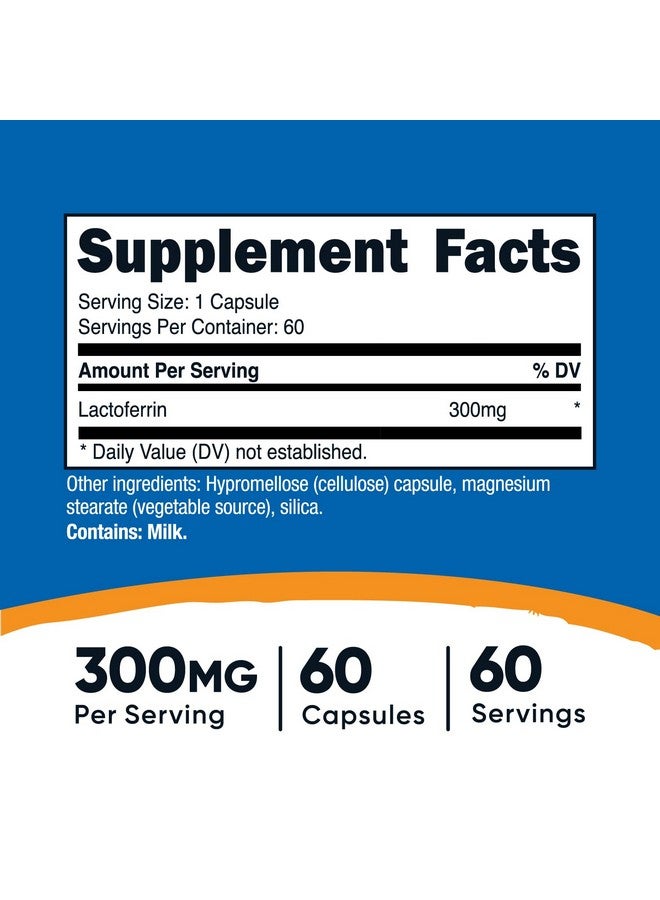 Nutricost Nutricost Lactoferrin Capsules (60 Capsules, 300mg) Third-Party Tested, Gluten-Free, Vegetarian, GMP Compliant, Non-GMO Product - 60 Servings  - Image 2