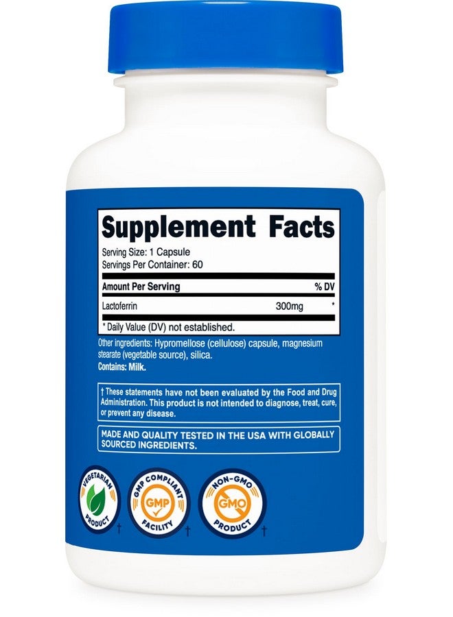 Nutricost Nutricost Lactoferrin Capsules (60 Capsules, 300mg) Third-Party Tested, Gluten-Free, Vegetarian, GMP Compliant, Non-GMO Product - 60 Servings  - Image 5