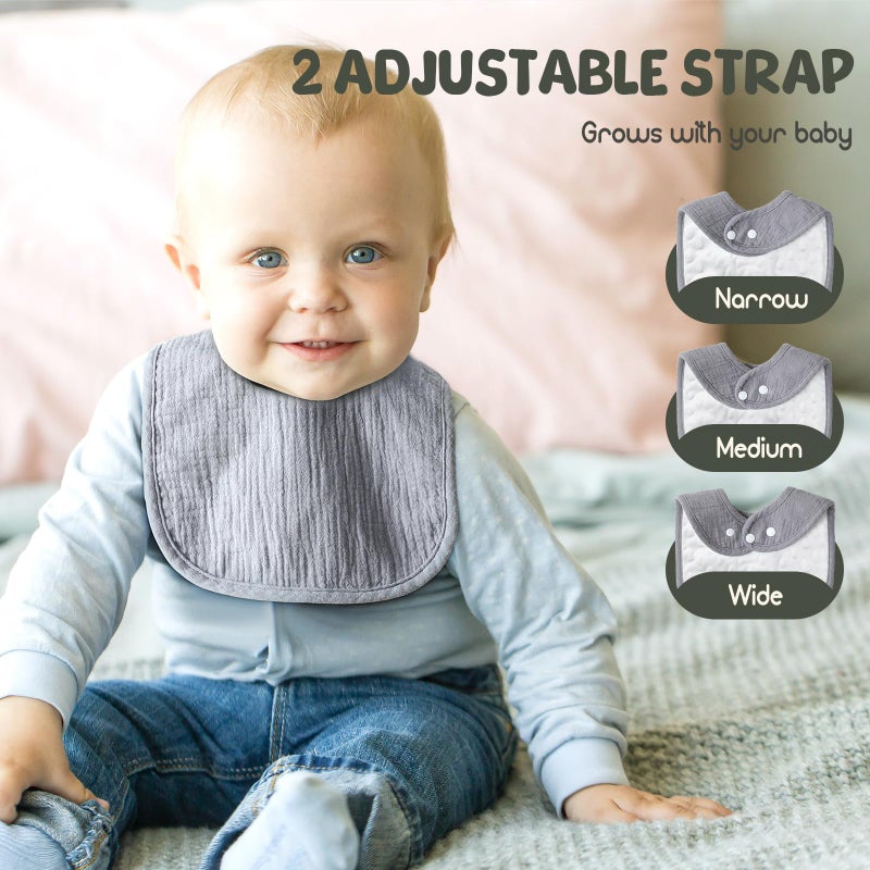 POIKSHARK 6-pack Baby Bibs for Unisex Boys Girls, Muslin Drooling and Teething Bibs for Infant, Newborn, Soft Cotton Baby Drool Bibs - Green - Image 3