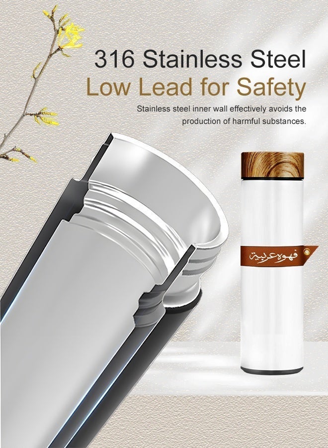 Aijmil هدايا رمضان: طقم أكواب قهوة سعودية معزولة من الفولاذ المقاوم للصدأ مع غطاء خشبي - تصميم أنيق من الجلد العربي، مناسب للسفر والاستخدام اليومي - Image 5