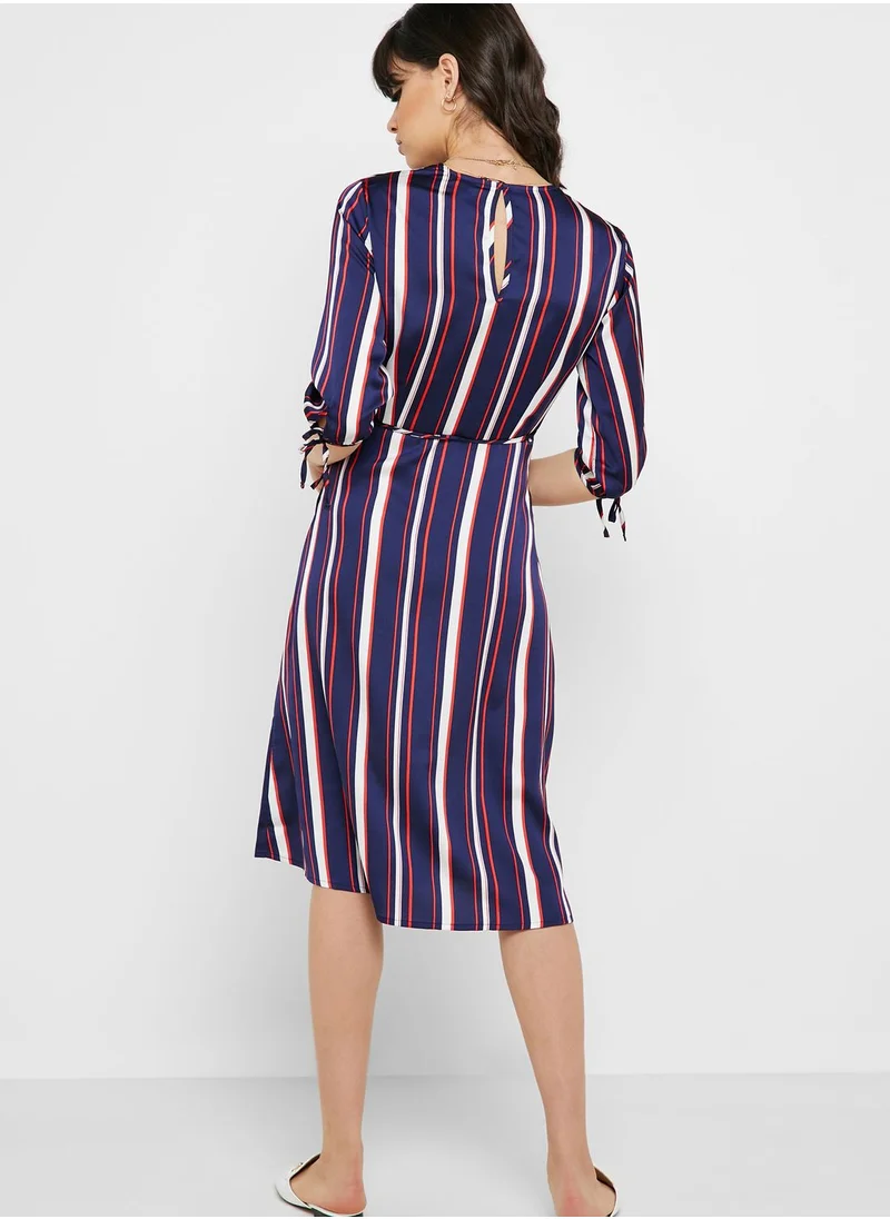 KOTON Tie Sleeve Striped Dress