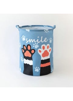 Generic Waterproof Dirty Clothes Storage Basket Storage bin Bucket Apply to Clothing Underwear Towel Toys，Cute Palm Printed Rounded Storage Basket Blue/White/Black 40x50centimeter  - Image 1