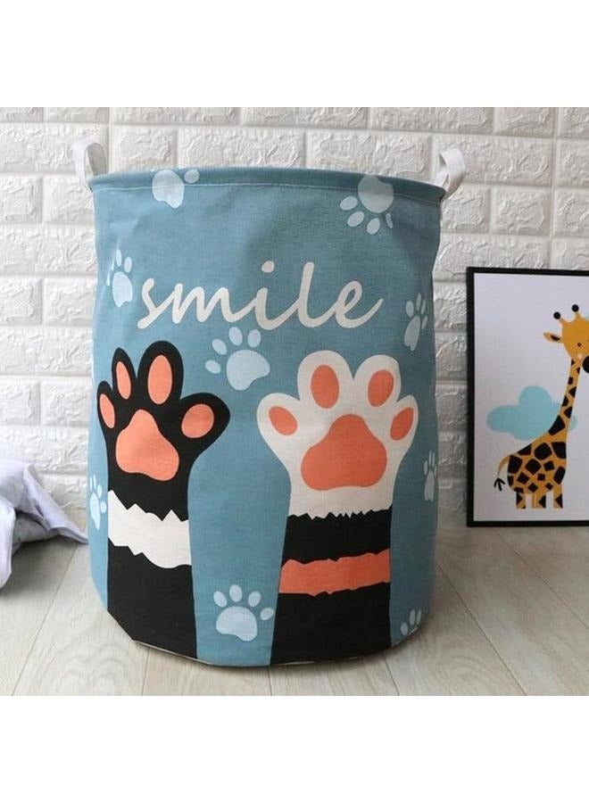 Waterproof Dirty Clothes Storage Basket Storage bin Bucket Apply to Clothing Underwear Towel Toys，Cute Palm Printed Rounded Storage Basket Blue/White/Black 40x50centimeter  - Image 2