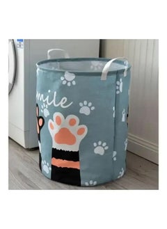 Generic Waterproof Dirty Clothes Storage Basket Storage bin Bucket Apply to Clothing Underwear Towel Toys，Cute Palm Printed Rounded Storage Basket Blue/White/Black 40x50centimeter  - Image 4