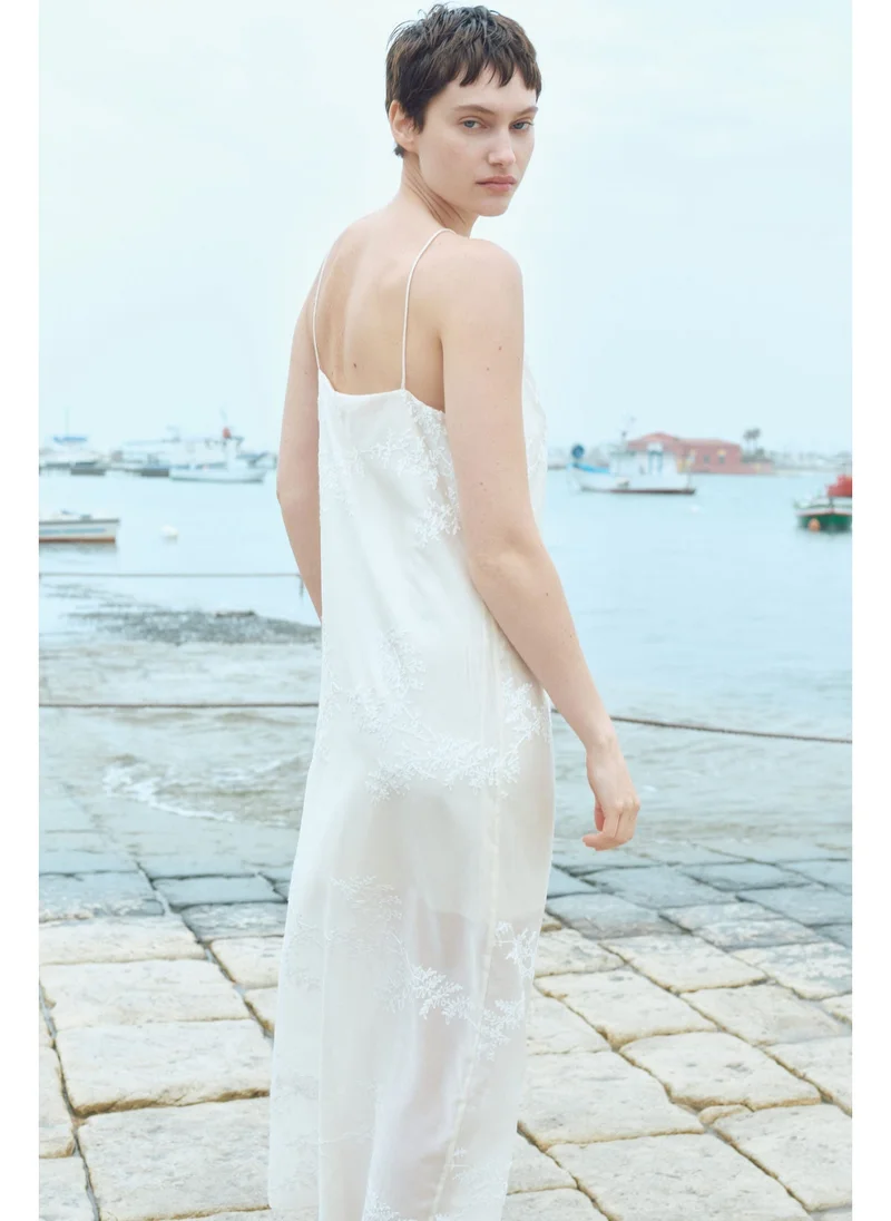 H&M Embroidered slip dress