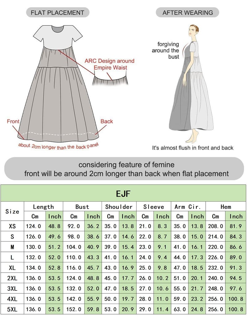 YESNO Women Casual Loose Bohemian Dress with Pockets Short Sleeve Long Maxi Summer Beach Swing Dress (L EJF Solid C Dark Cyan) - Image 5