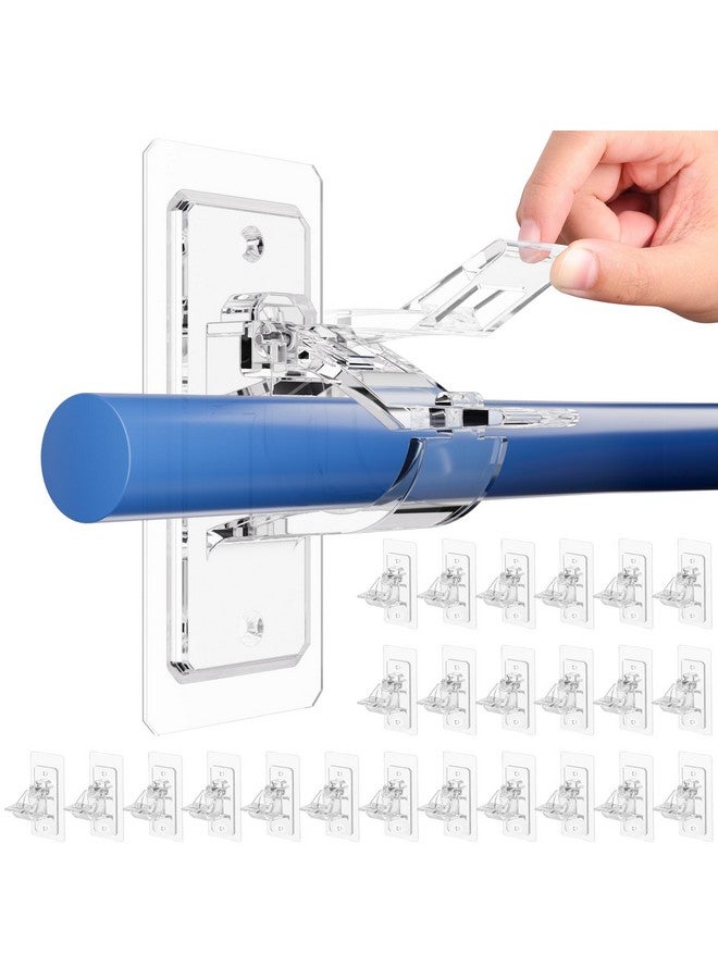 Antimbee 24-Pack No Drill Needed Curtain Rod Holders Brackets, Self Adhesive Rod Holder Hooks, Multipurpose Nail Free Stick on Curtain Rod Hooks, Curtain Hangers for Bathroom, Bedroom, Livingroom - Image 1