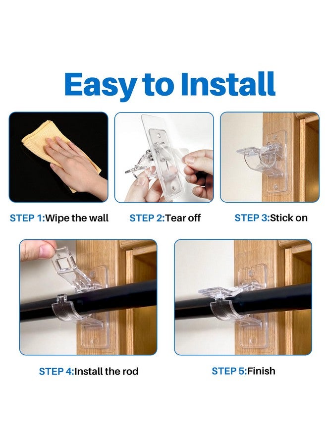 Antimbee 24-Pack No Drill Needed Curtain Rod Holders Brackets, Self Adhesive Rod Holder Hooks, Multipurpose Nail Free Stick on Curtain Rod Hooks, Curtain Hangers for Bathroom, Bedroom, Livingroom - Image 4