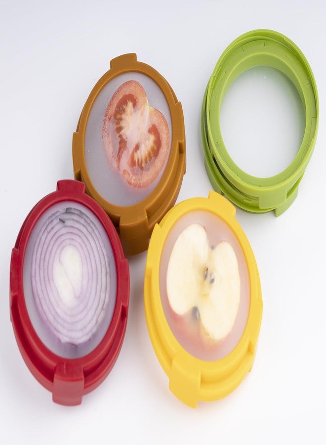 Ortarco 4Pcs Onion Storage Avocado Saver Holder, Lemons Garlic Tomato Peper Fruit Vegetable Container for Fridge (4PCS: Red+Yellow+Brown+Green) - Image 4