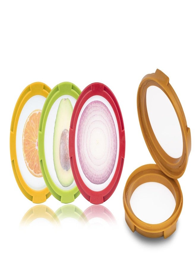 Ortarco 4Pcs Onion Storage Avocado Saver Holder, Lemons Garlic Tomato Peper Fruit Vegetable Container for Fridge (4PCS: Red+Yellow+Brown+Green) - Image 1
