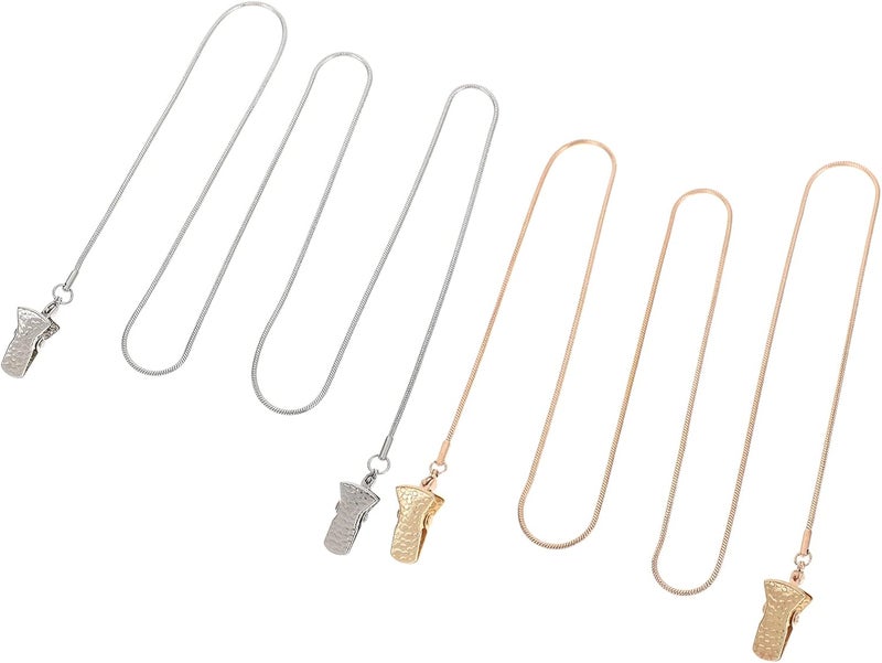 كلاراكو سلسلة نظارات من كلاركو، قطعتان من الذهب والفضة، سلاسل نظارات معدنية مع مشبك من جلد التمساح، حامل غطاء الوجه، سلاسل نظارات غير قابلة للانزلاق، حبل حول الرقبة - Image 1