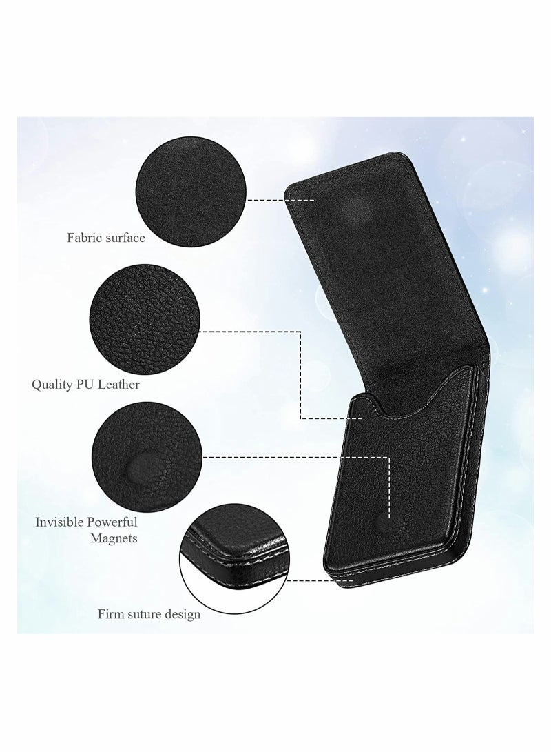 Excefore Business Card Holder, 2 Pcs Card Wallet for Men or Women, PU Leather Portable Magnetic Type Name Card Case, Pocket Card Wallet Credit Card ID Case, Easy to Store and Take Out, Holds 20 Cards (Black) - Image 4