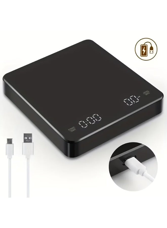 HMC Digital Kitchen Scale with Timer, Drip Espresso Scale 3 Kg/0.1G High Precision, Rechargeable Portable Coffee Scale, 3 Units, Tare, Auto Off - Image 3