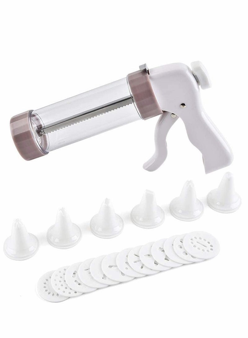 واي آند دي Cookie Press Gun Kit,DIY Maker with 13 Discs and 6 Icing Tips for Biscuit Decoration,Cakes Decorating For Any Holidays - Image 1