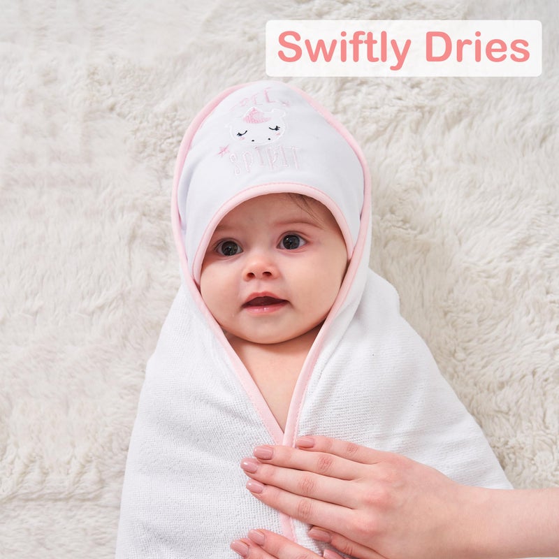 Viviland Baby Towels and Wash Cloths Set - Hooded Towels, Face Towels, Burp Cloths or Wipes - Absorbent Bath Towels - 6-Pack, Size 28 x 28 Inch (Pink Unicorn) - Image 5