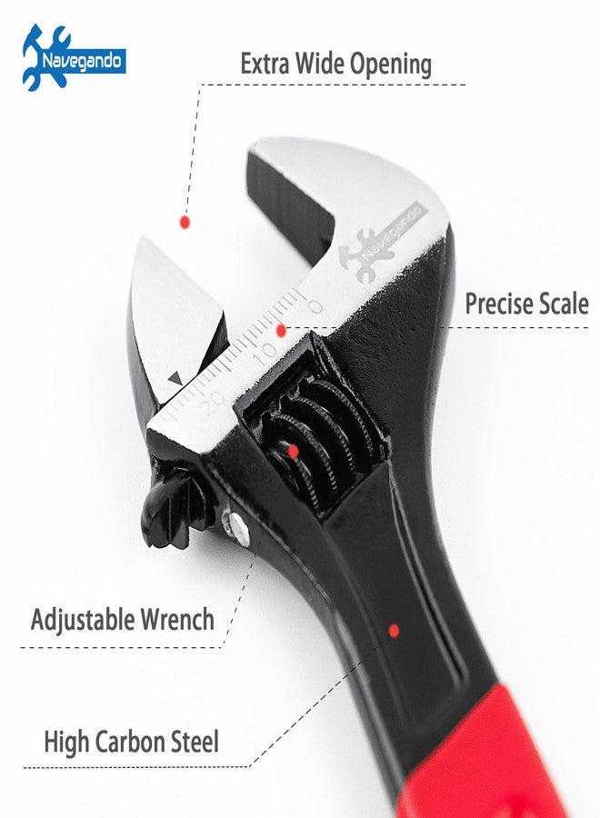 Navegando Adjustable Wrench Set, 3-Piece Adjustable Wrenches 6-inch, 8-inch, 10-inch, Extra-Wide Jaw and Soft Grip Wrench Set, for Automotive, Plumbing, Household Repairs - Image 5