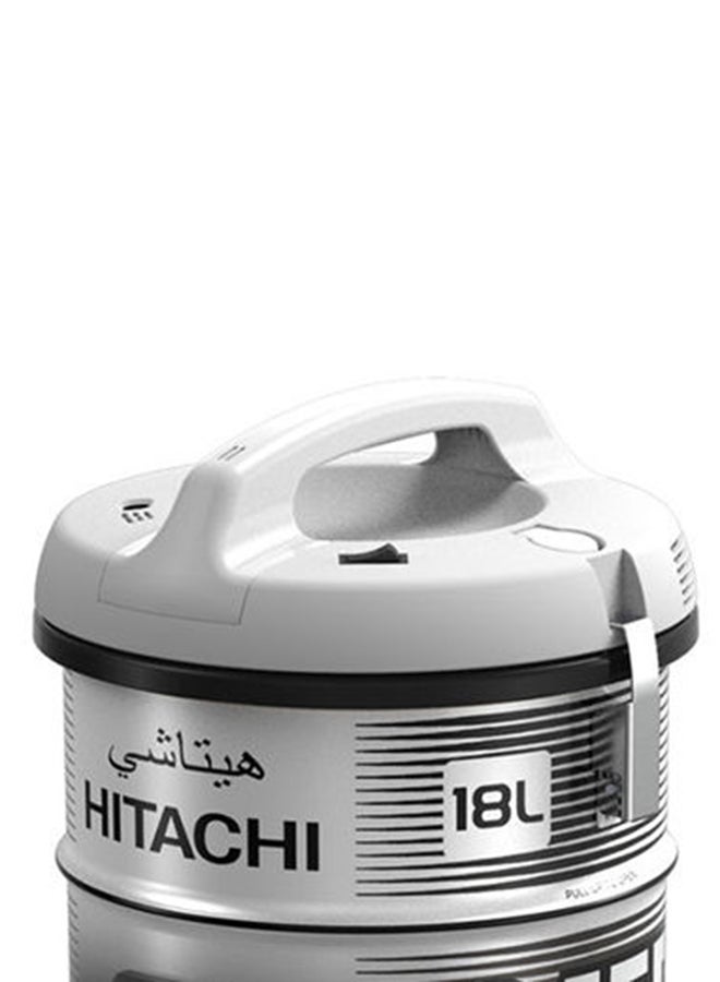 هيتاشي مكنسة كهربائية برميلية بقدرة 2000 وات وسعة 18 لتراً 18 L 2000 W CV-945F SS220 رمادي بلاتيني/ أسود - Image 4