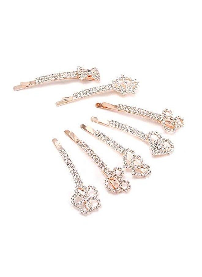 Suoirblss 7Pcs Rhinestone Crystal Clip Hair Pin Clamps Accessories Bobby Pin Headwear For Women Girls  - Image 1