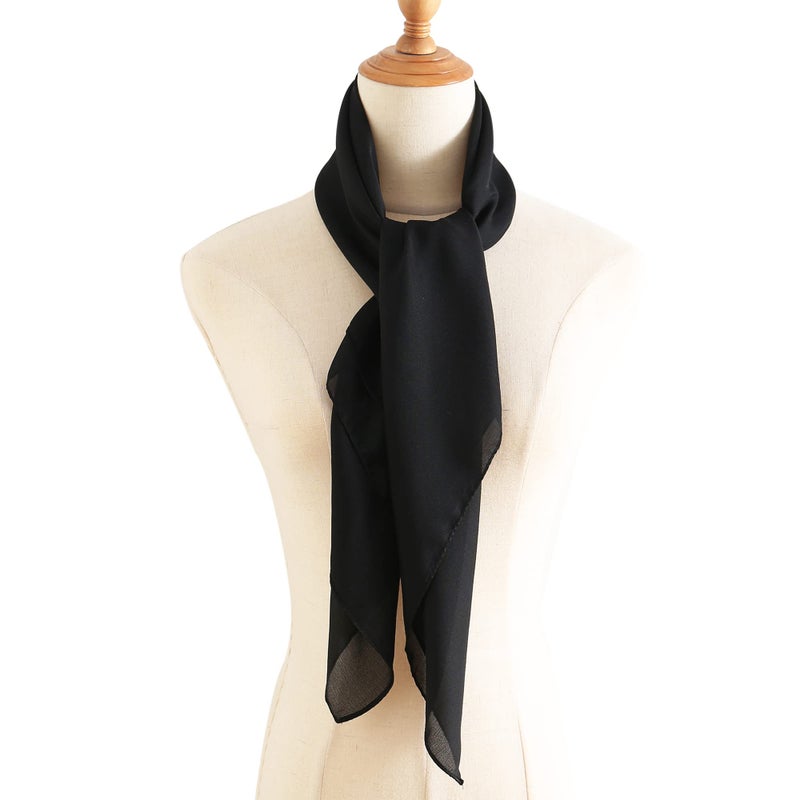 vimate Black Silk Head Scarf, Womens 35â€™â€™ Square 100% Mulberry Black Silk Scarf for Hair Wrapping at Night (035-Black) - Image 4