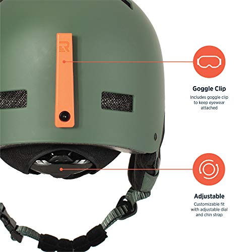 Retrospec Traverse H1 Ski & Snowboard Helmet, Convertible to Bike/Skate, Matte Forest Green, Small (51-55cm) - Image 2