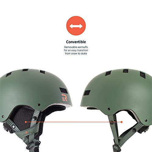 Retrospec Traverse H1 Ski & Snowboard Helmet, Convertible to Bike/Skate, Matte Forest Green, Small (51-55cm) - Image 4