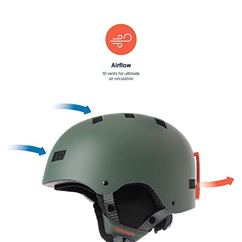 Retrospec Traverse H1 Ski & Snowboard Helmet, Convertible to Bike/Skate, Matte Forest Green, Small (51-55cm) - Image 3