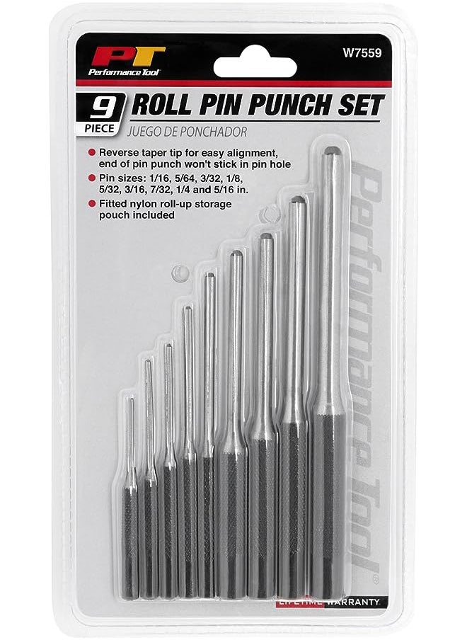 Performance Tool 8" Long Pin Punch Set 