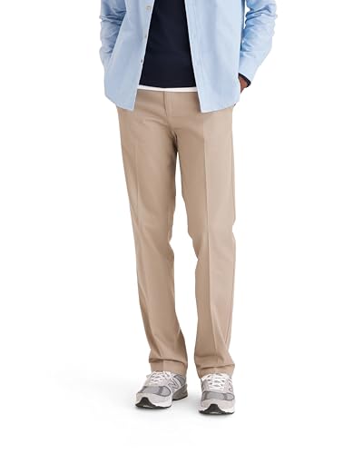 Dockers Men's Straight Fit Signature Lux Cotton Stretch Khaki Pant - Creased, Timberwolf, 34W x 32L - Image 3