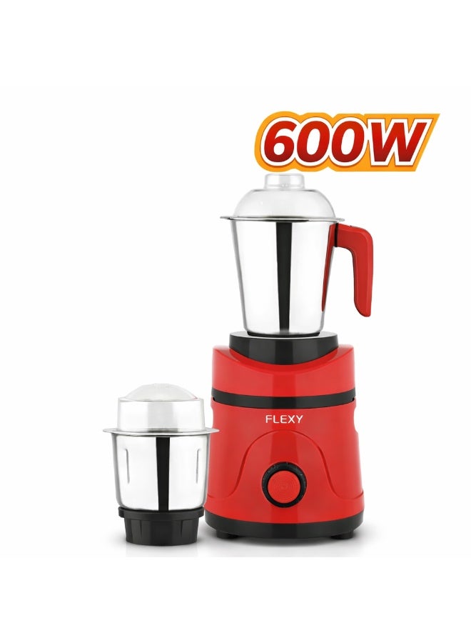 Flexy 2-in-1 Mixer Grinder 600W with Stainless Steel Jars, 18000RPM Speed, Copper Motor, Overload Protection, 3 Speeds Incher, Heavy ABS Body, 24 Months Warranty - Image 2