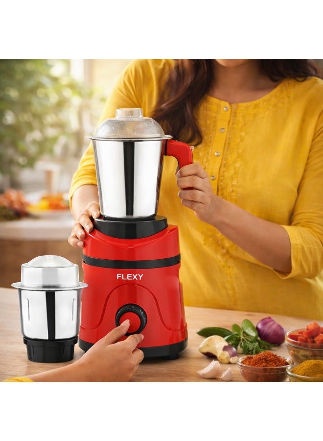 Flexy 2-in-1 Mixer Grinder 600W with Stainless Steel Jars, 18000RPM Speed, Copper Motor, Overload Protection, 3 Speeds Incher, Heavy ABS Body, 24 Months Warranty - Image 4