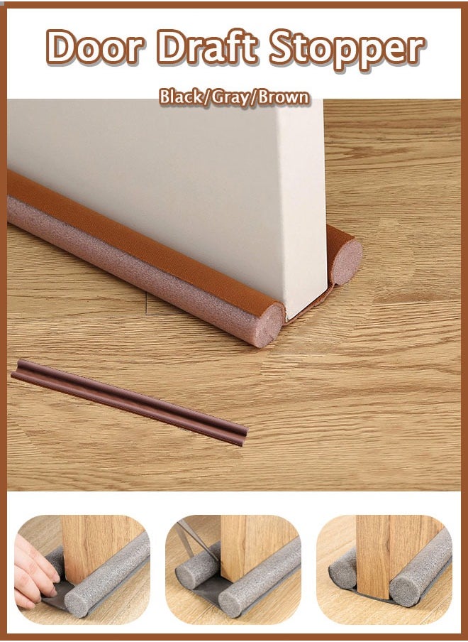 Generic - Under Door Draft Stopper 37 Inch Cuttable and Washable,Twin Door Draft Stopper,Energy Saving Door Weather Stripping Reduce Noise Window Breeze Blocker Adjustable Door Sweeps, Brown - Image 1
