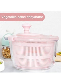 Arabest Salad Spinner Large Lettuce Dryer Spinner Quick Dry Design BPA Free, Fruit Dehydrator with Bowl, Non-Slip Mat and Safety Lid Lock (Pink)  - Image 2