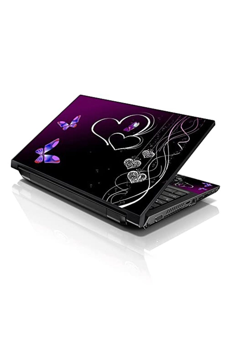 LSS Laptop 15 15.6 Skin Cover with Colorful Butterfly Heart Floral Pattern for HP Dell Lenovo Apple Asus Acer Compaq - Fits 13.3" 14" 15.6" 16" (2 Wrist Pads Free) - Image 1