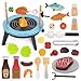 UMU Kids Grill Set Pretend Play BBQ Toys with Wooden Grill Cutting Food and Cooking Accessories Play Kitchen Outdoor Indoor Barbecue Toy for Toddlers and Kids Age 3 4 5 6 7 8 - Image 2
