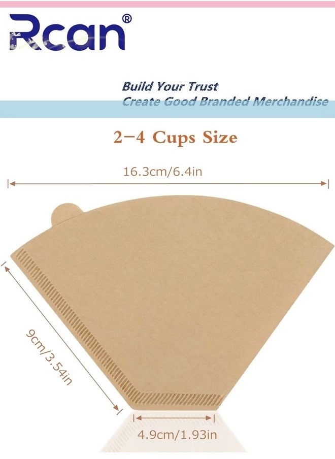 Rcan 100 Pieces Natural Log Pulp Disposable Coffee Filter Paper V60 Fan-shaped Drip Filter 2-4 Cups Capacity for Pour-Over Pot Drip Coffee Machine Filter Cup Filter Screens  - Image 4