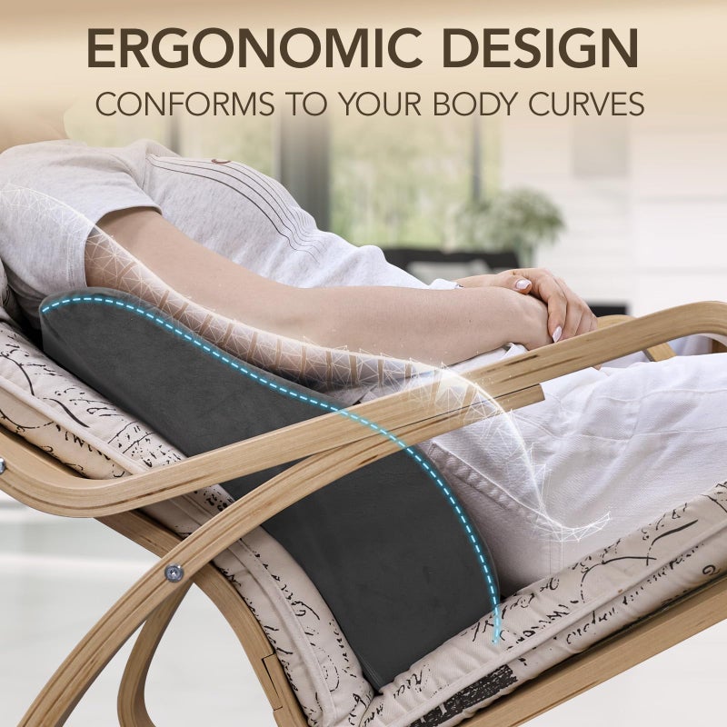 SofGlowly Lumbar Support Pillow for Recliner,Large Memory Foam Back Support Cushion for Sofa & Gaming Chair, Ergonomic Backrest Pillow for Elderly, Comfortable Couch Cushion with Machine Washable Cover,Gray - Image 2