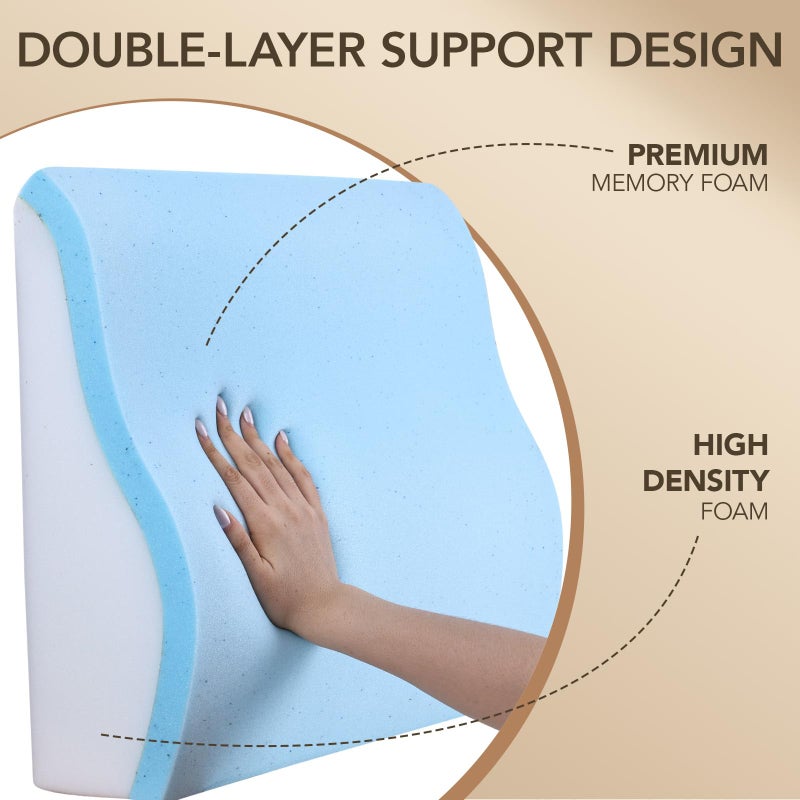 SofGlowly Lumbar Support Pillow for Recliner,Large Memory Foam Back Support Cushion for Sofa & Gaming Chair, Ergonomic Backrest Pillow for Elderly, Comfortable Couch Cushion with Machine Washable Cover,Gray - Image 3