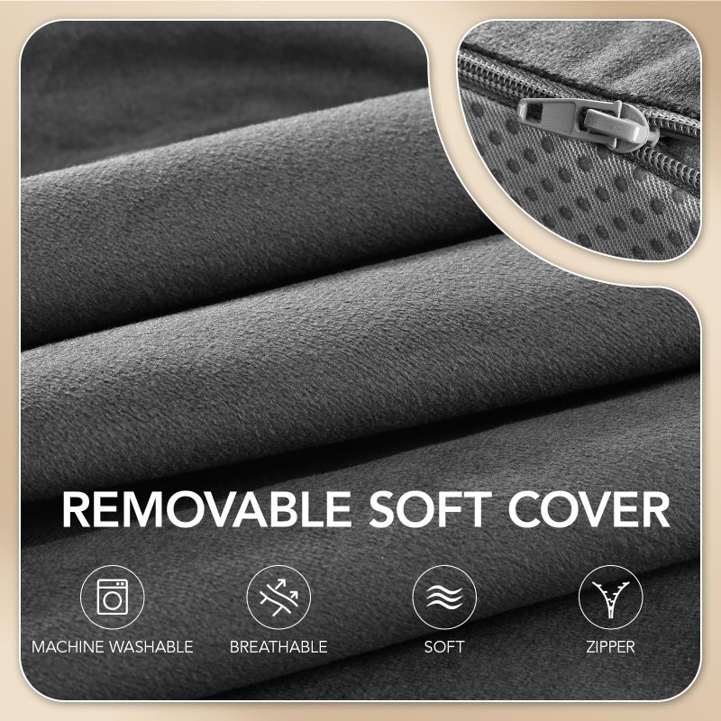 SofGlowly Lumbar Support Pillow for Recliner,Large Memory Foam Back Support Cushion for Sofa & Gaming Chair, Ergonomic Backrest Pillow for Elderly, Comfortable Couch Cushion with Machine Washable Cover,Gray - Image 5