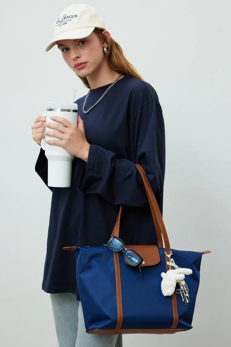 مانوكا Mari Medium Shopper Bag Navy Blue