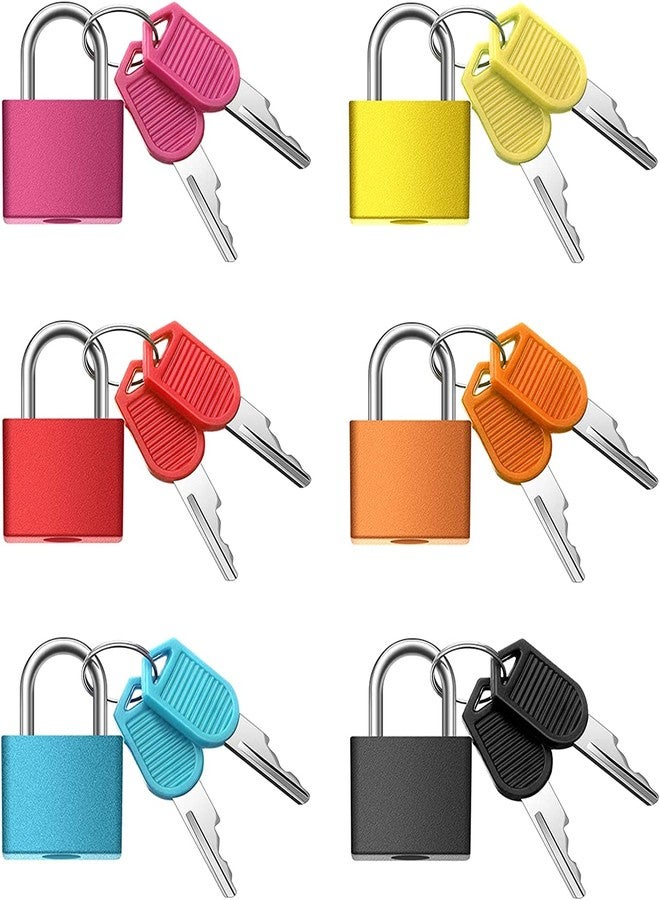 Bekner Suitcase Locks with Keys, Small Luggage Padlocks Metal Padlocks Mini Keyed Padlock for School Gym Classroom Matching Game (Fresh Color,6 Pieces) - Image 1