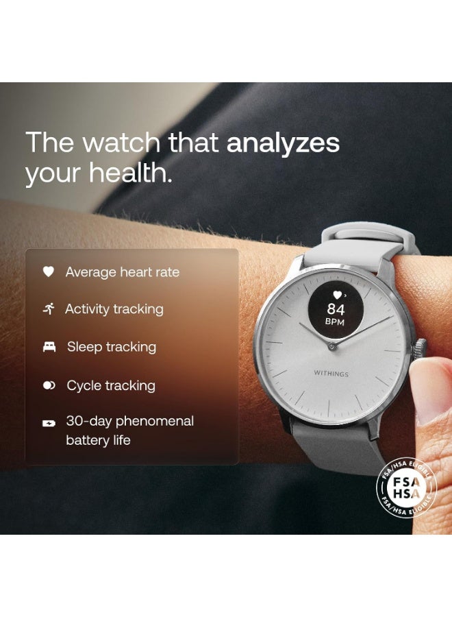 ويذينجز ساعة Withings ScanWatch Light – ساعة ذكية هجينة بتصميم كلاسيكي، مراقبة نبض القلب على مدار الساعة، تتبع النشاط والنوم، GPS متصل، بطارية تدوم 30 يوماً، متوافقة مع أندرويد و iOS - Image 2
