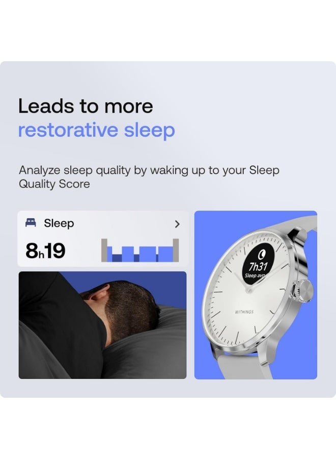 ويذينجز ساعة Withings ScanWatch Light – ساعة ذكية هجينة بتصميم كلاسيكي، مراقبة نبض القلب على مدار الساعة، تتبع النشاط والنوم، GPS متصل، بطارية تدوم 30 يوماً، متوافقة مع أندرويد و iOS - Image 4