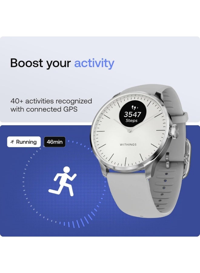 ويذينجز ساعة Withings ScanWatch Light – ساعة ذكية هجينة بتصميم كلاسيكي، مراقبة نبض القلب على مدار الساعة، تتبع النشاط والنوم، GPS متصل، بطارية تدوم 30 يوماً، متوافقة مع أندرويد و iOS - Image 5