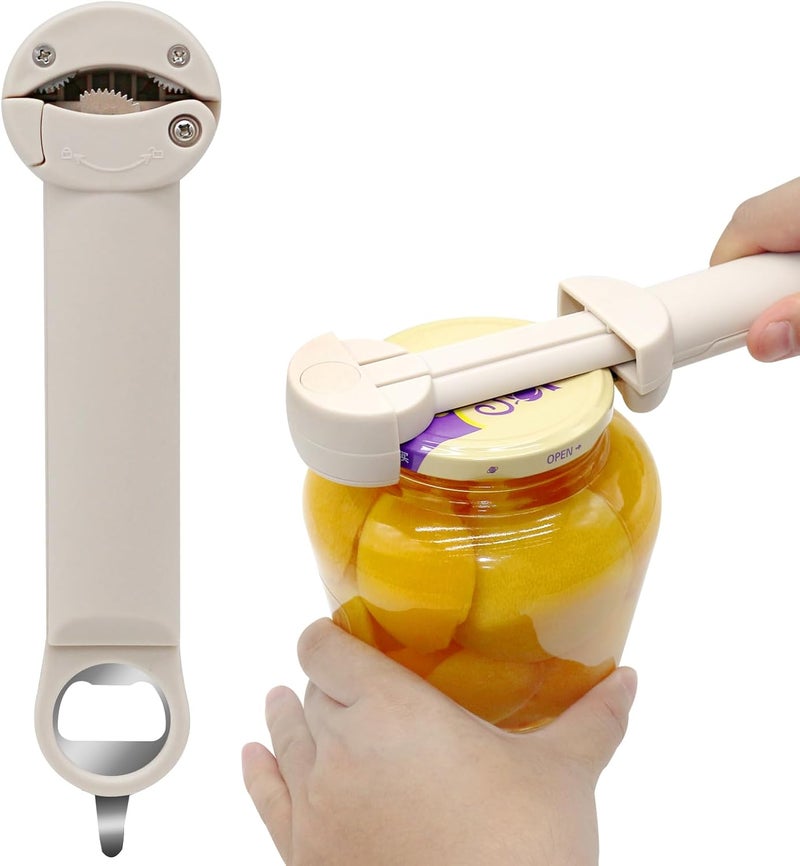 PEAKCLOUDS Multifunctional Jar Opener for Seniors with Arthritis, Magnetic Can Opener, Kitchen Gadgets for Weak Hands (Off-White) - Image 1