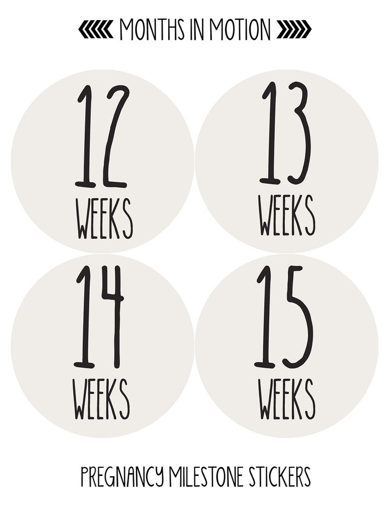 Months In Motion Pregnancy Growth Stickers | Week to Week Pregnant Expecting Photo Prop | Maternity Keepsake | Baby Bump | Weekly Stickers Photo (Set of 36) - Image 2